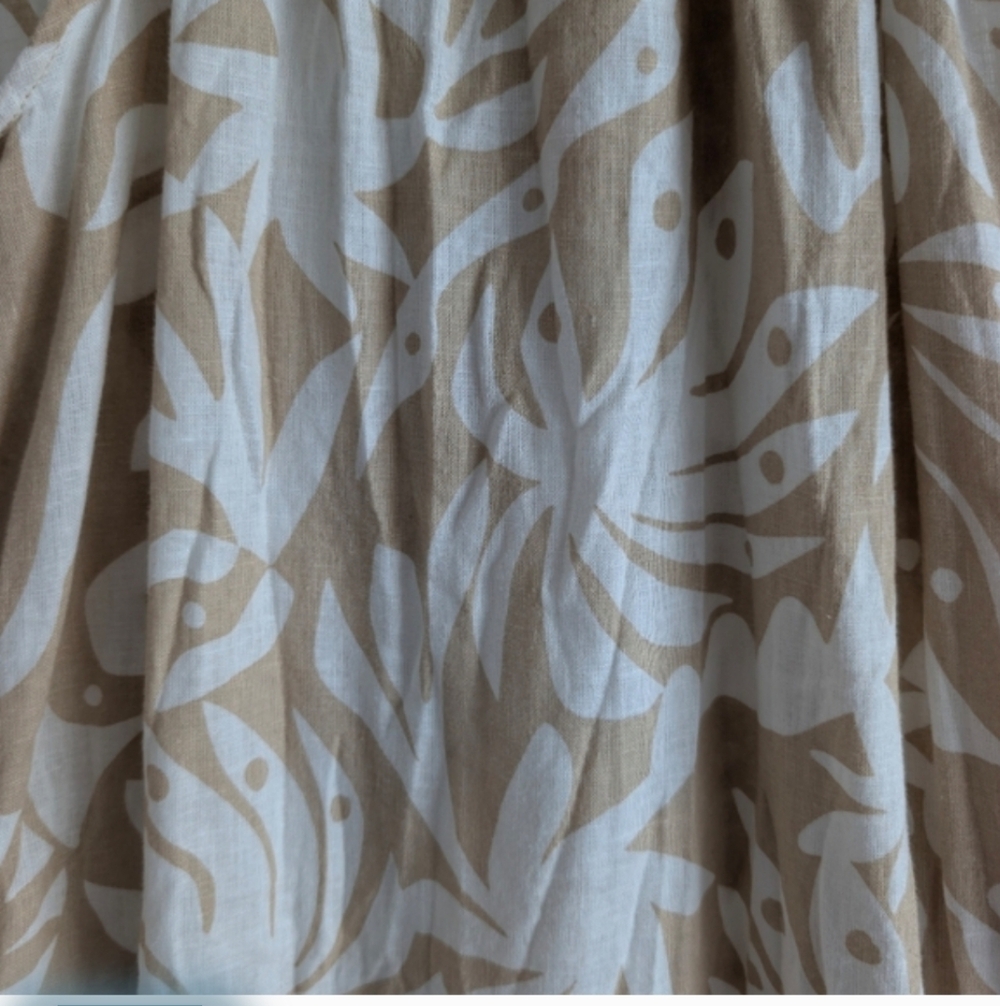 Rachel Zoe Beach Dress Coverup Linen Blend Tan White Leaf Print Small Summer - Picture 2 of 10